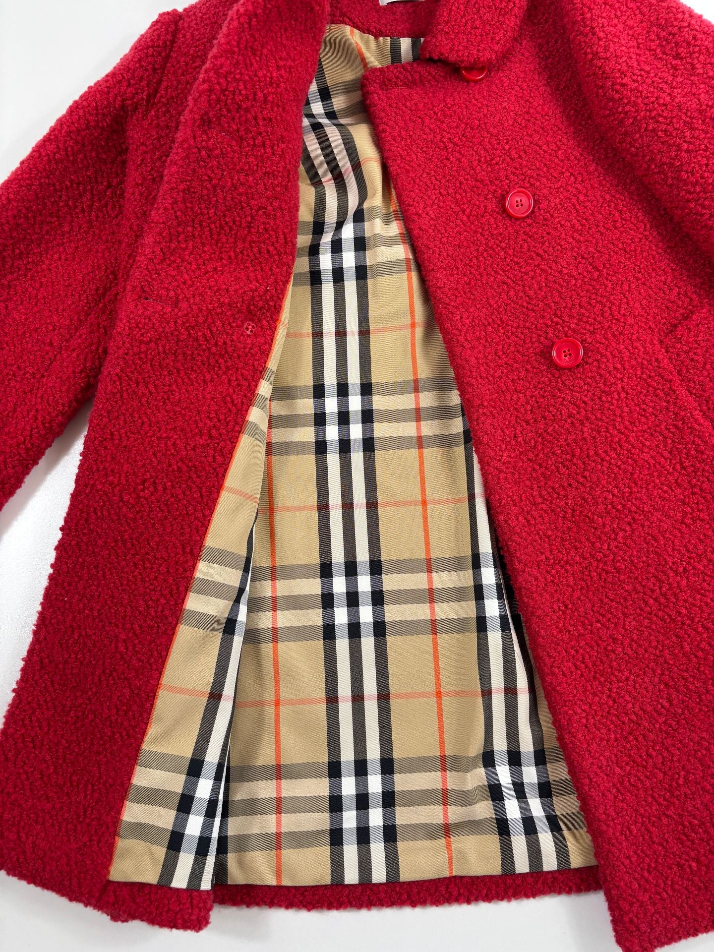 Manteau en laine bouclée rouge – Burberry Kids – 10 ans-4