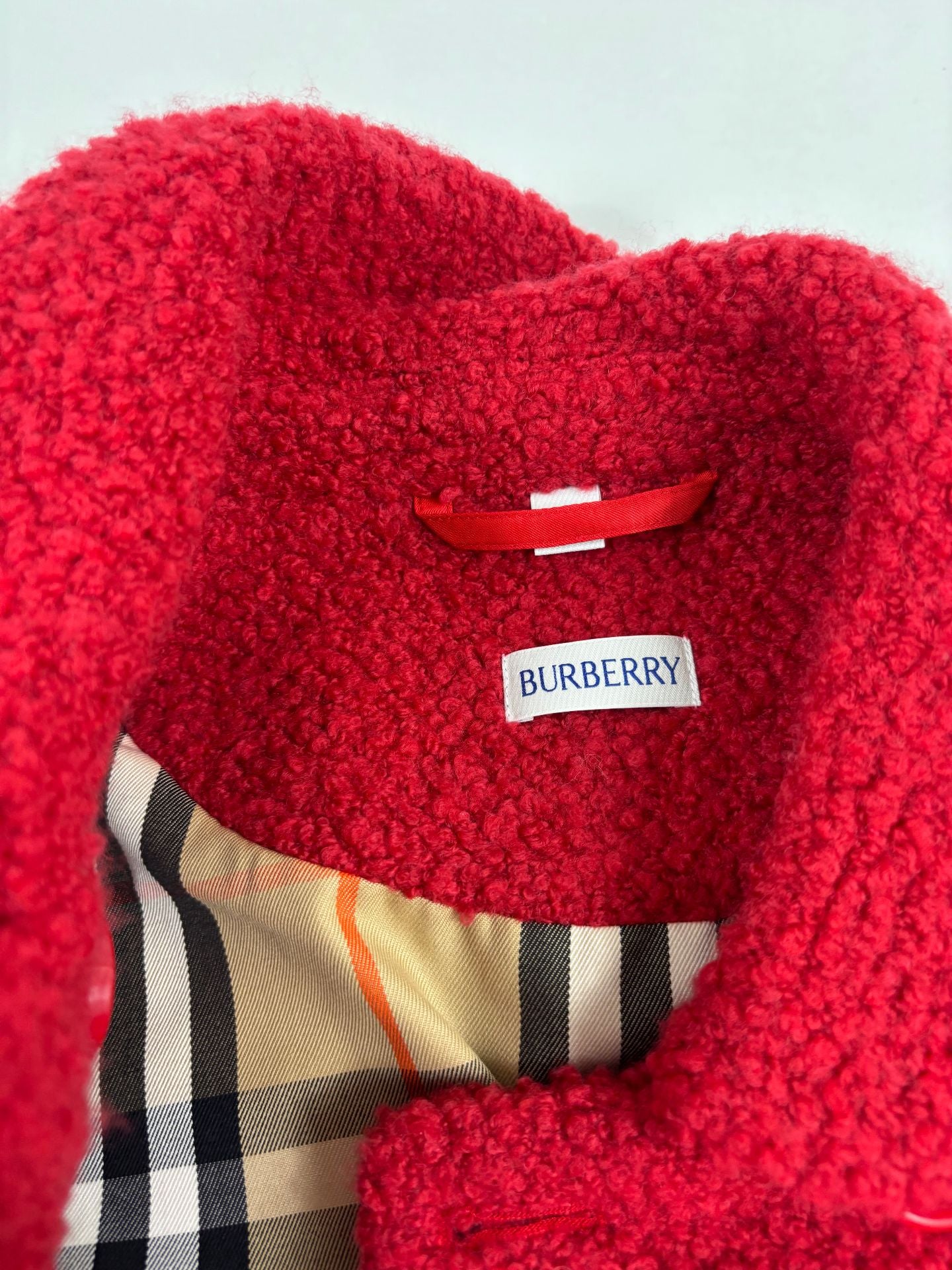 Manteau en laine bouclée rouge – Burberry Kids – 10 ans-5