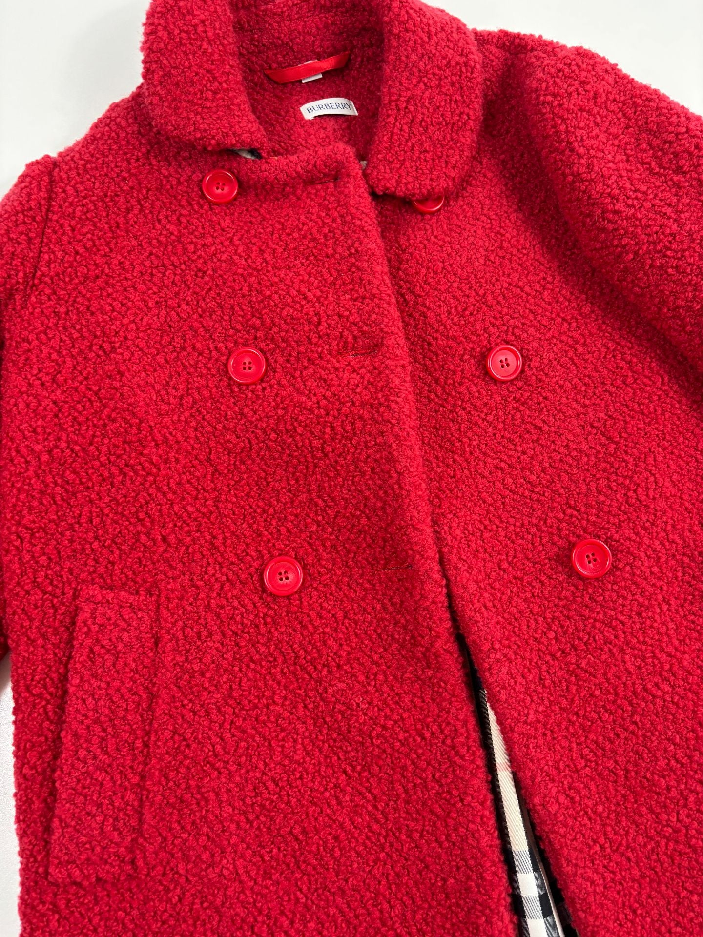 Manteau en laine bouclée rouge – Burberry Kids – 10 ans-8