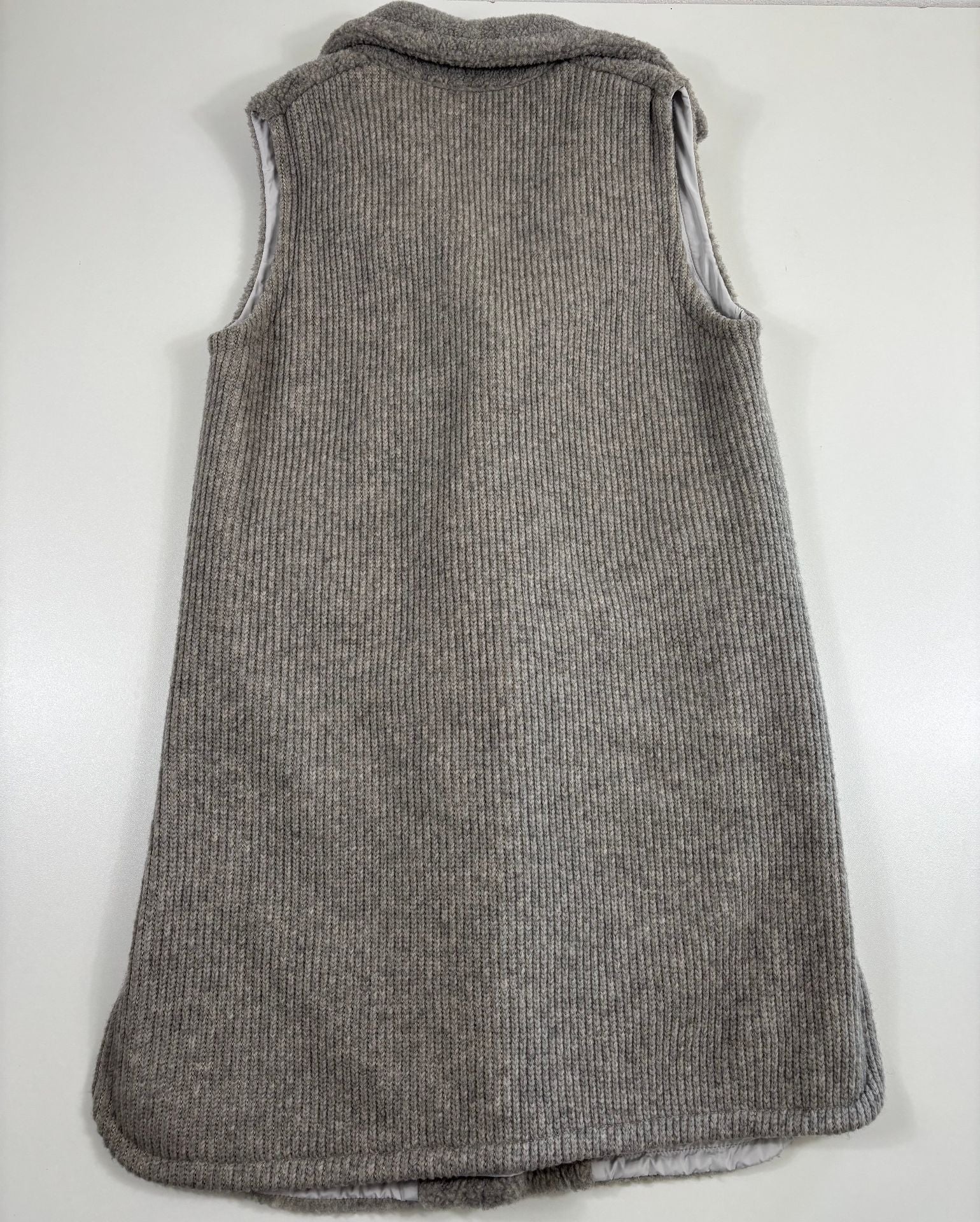Manteau sans manches en laine bouclée taupe – Crisoni – Taille L-6