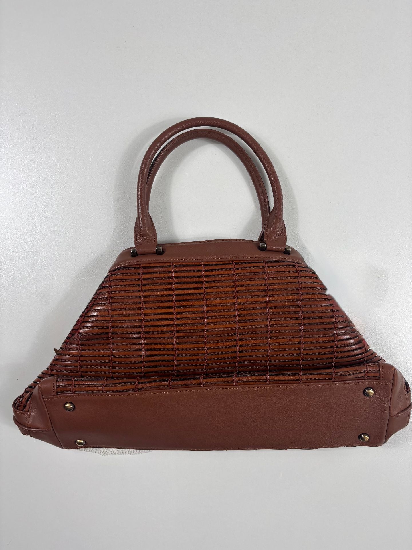 Sac Akris Allega cuir tressé marron quincaillerie gun metal-7