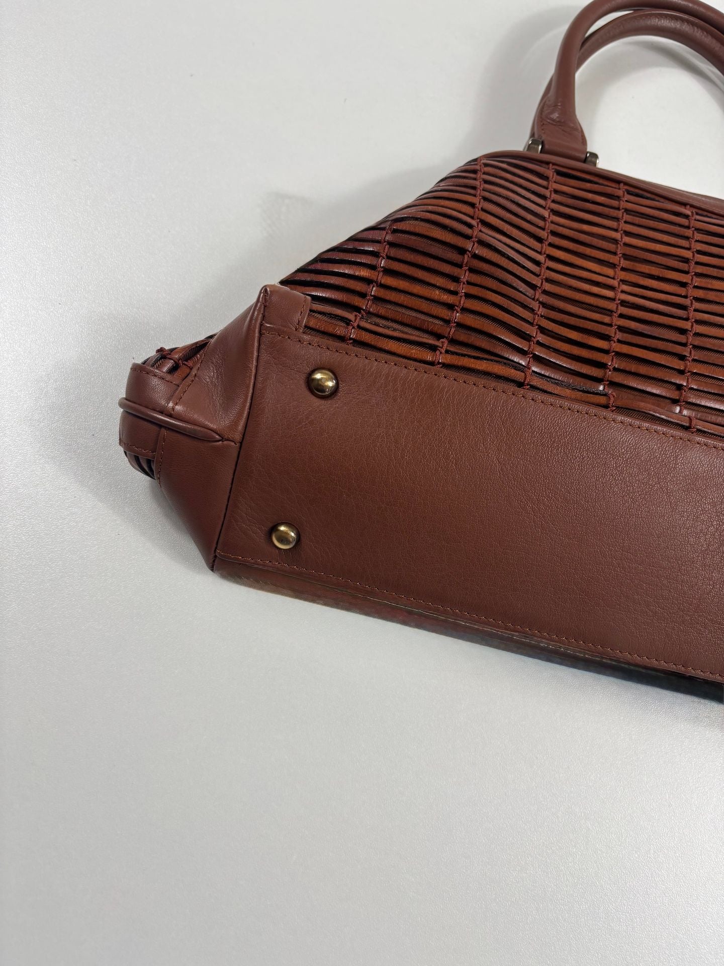 Sac Akris Allega cuir tressé marron quincaillerie gun metal-8