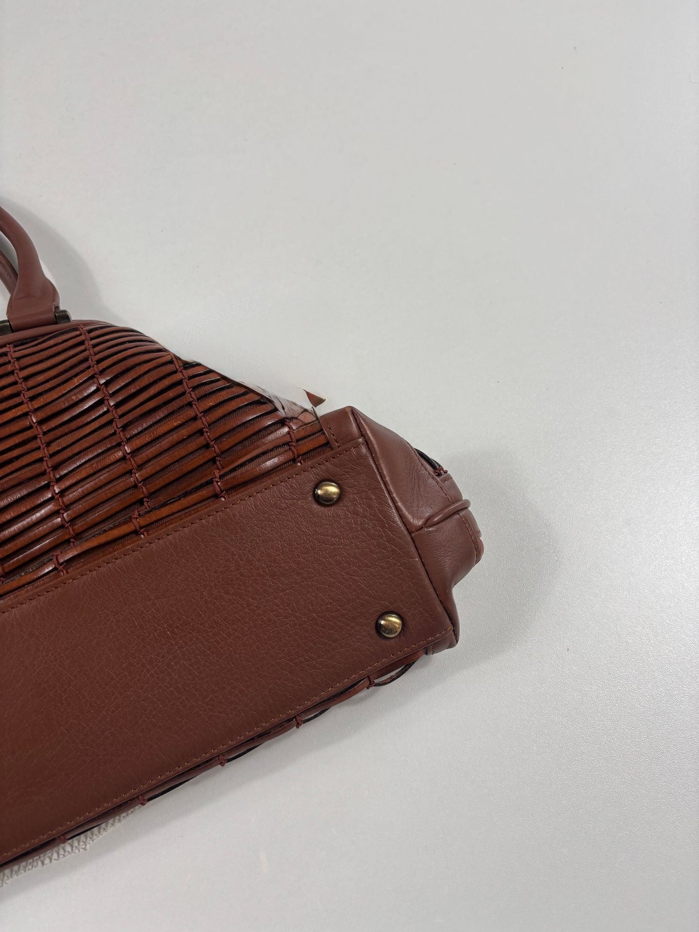 Sac Akris Allega cuir tressé marron quincaillerie gun metal-9