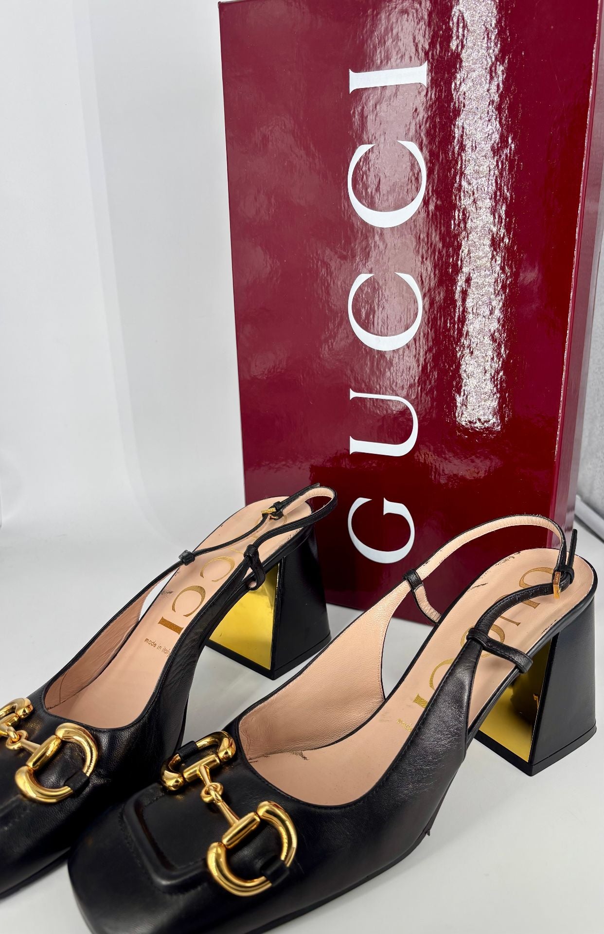 Escarpins slingback Horsebit en cuir noir – Gucci – Taille 40,5-2