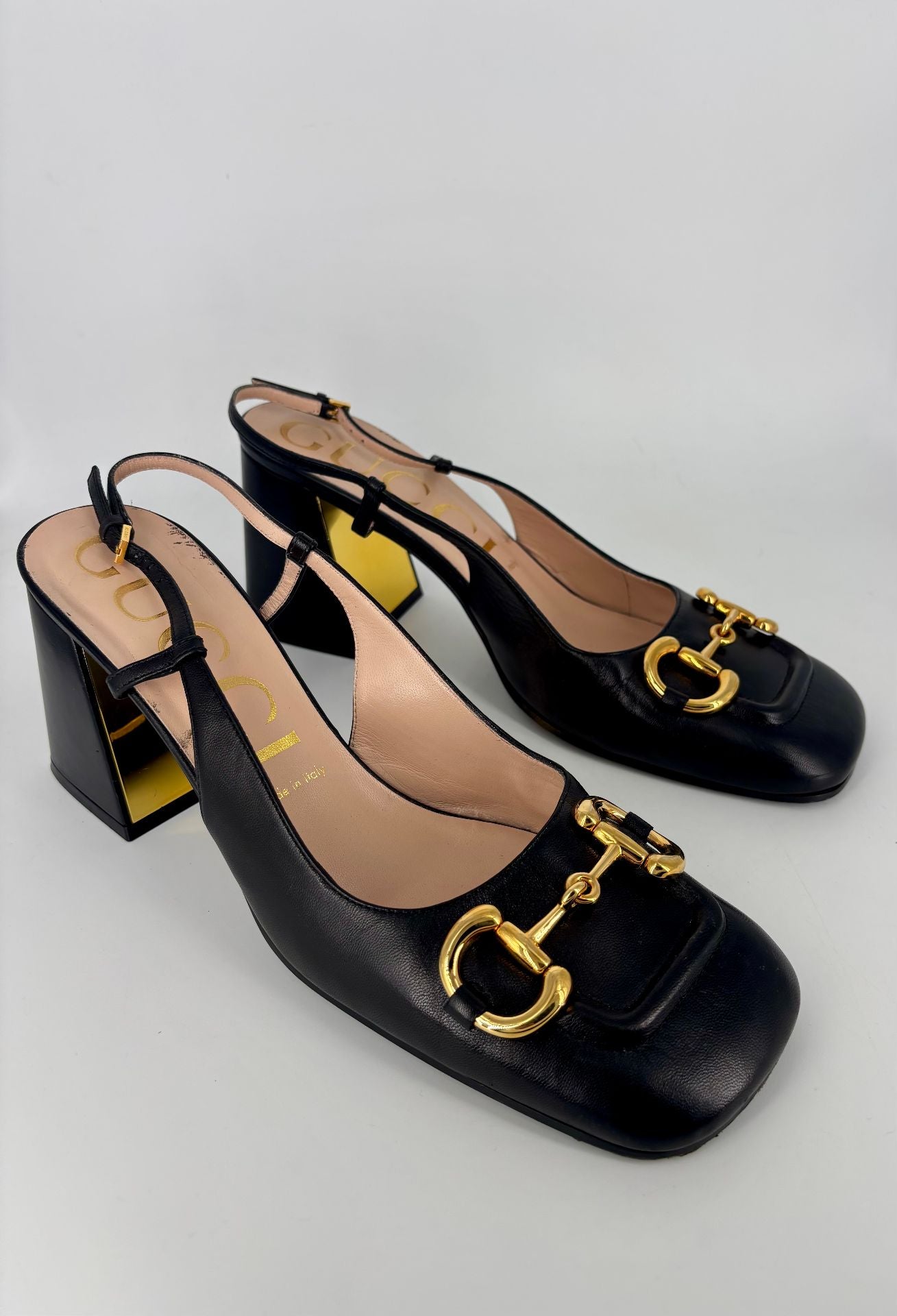 Escarpins slingback Horsebit en cuir noir – Gucci – Taille 40,5-4