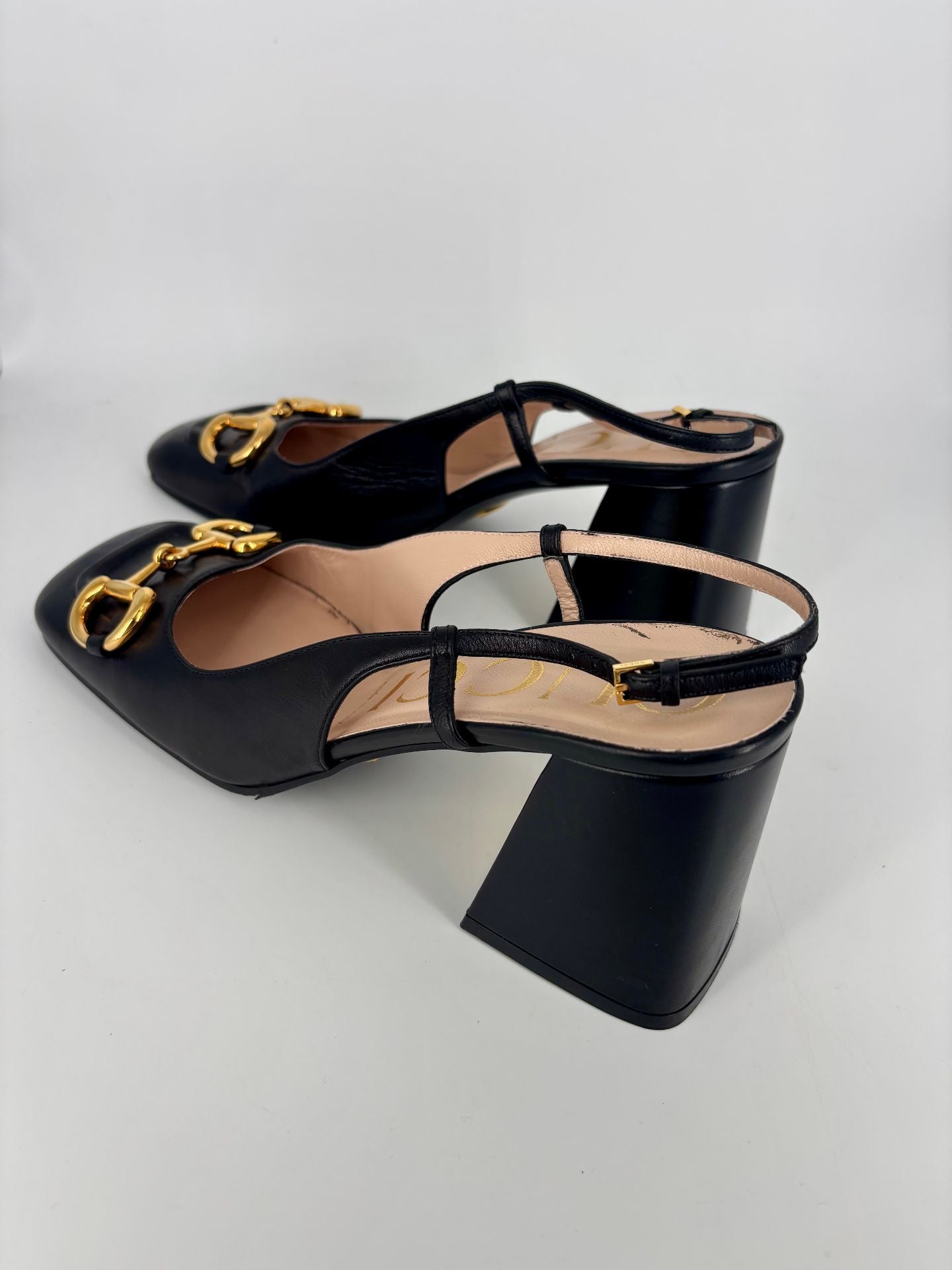Escarpins slingback Horsebit en cuir noir – Gucci – Taille 40,5-6