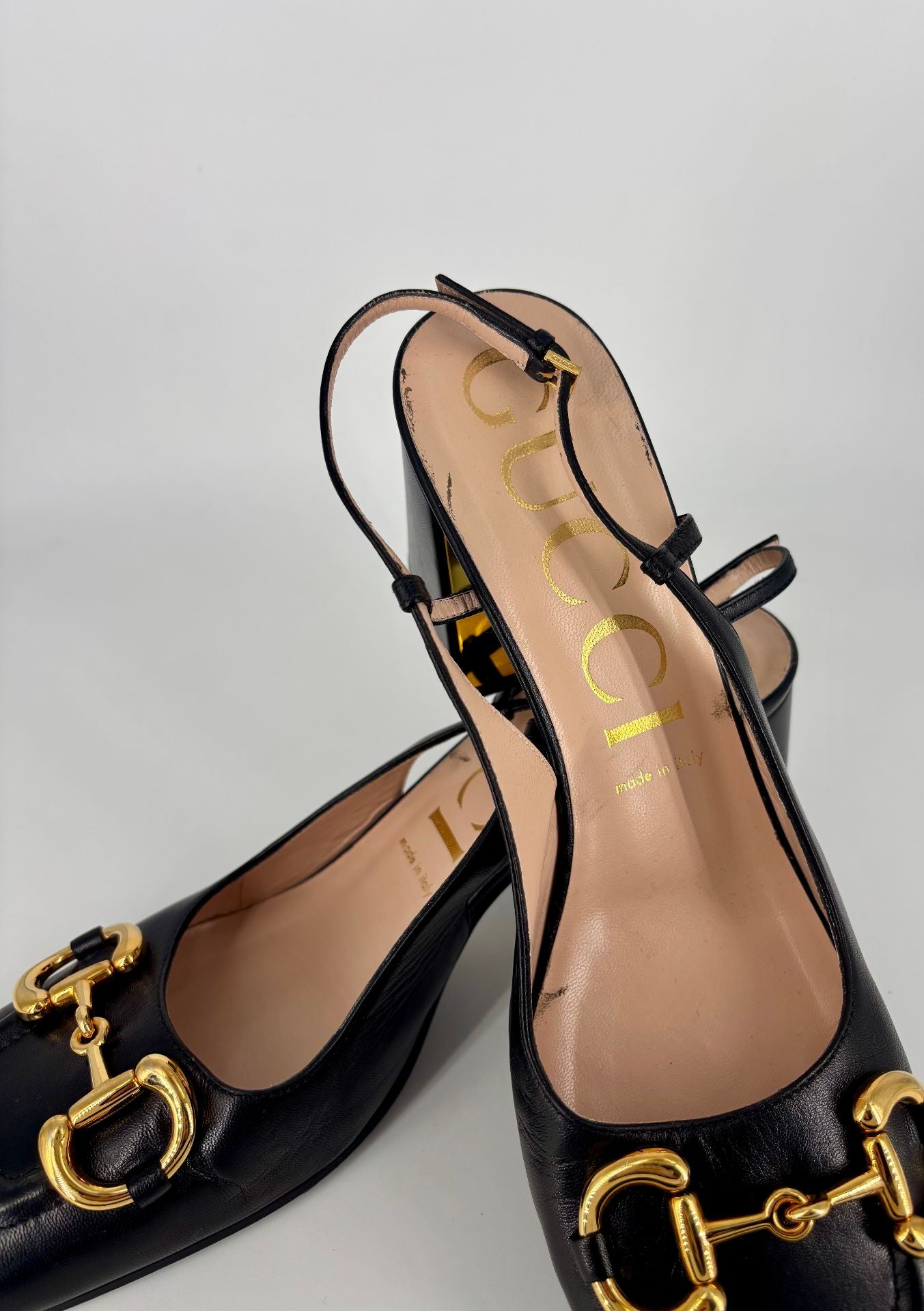 Escarpins slingback Horsebit en cuir noir – Gucci – Taille 40,5-7