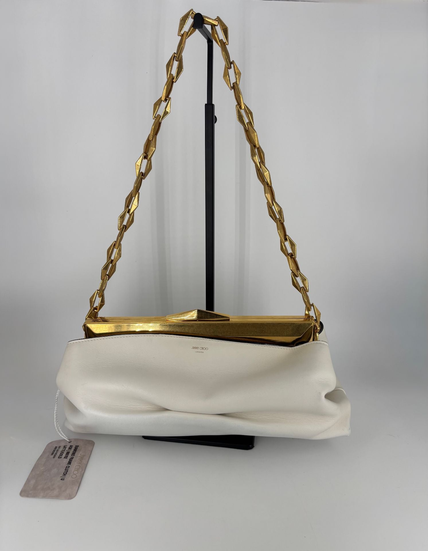 Sac Diamond cuir de veau blanc bandoulière ajustable – Jimmy Choo – Neuf-2