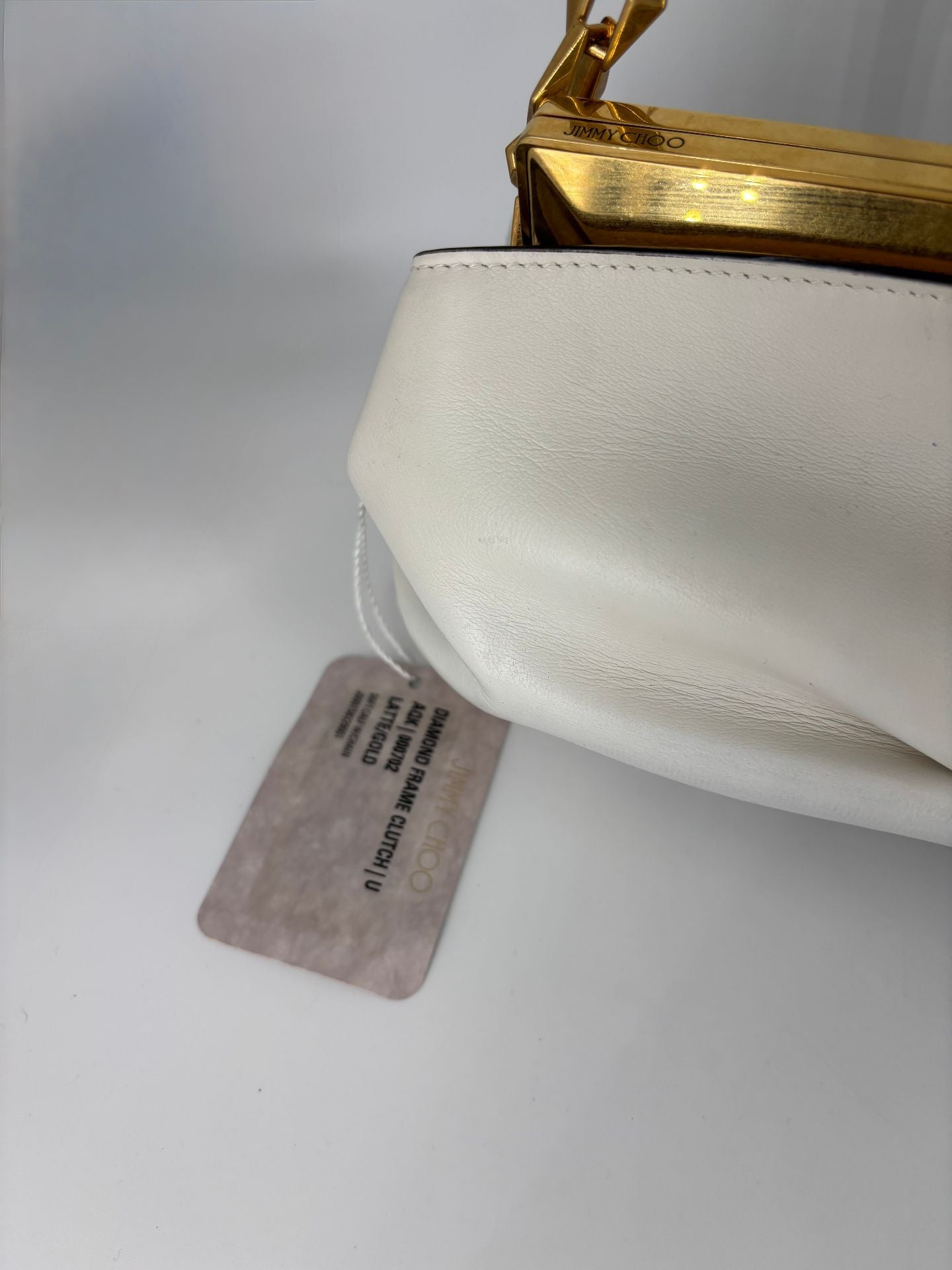 Sac Diamond cuir de veau blanc bandoulière ajustable – Jimmy Choo – Neuf-3