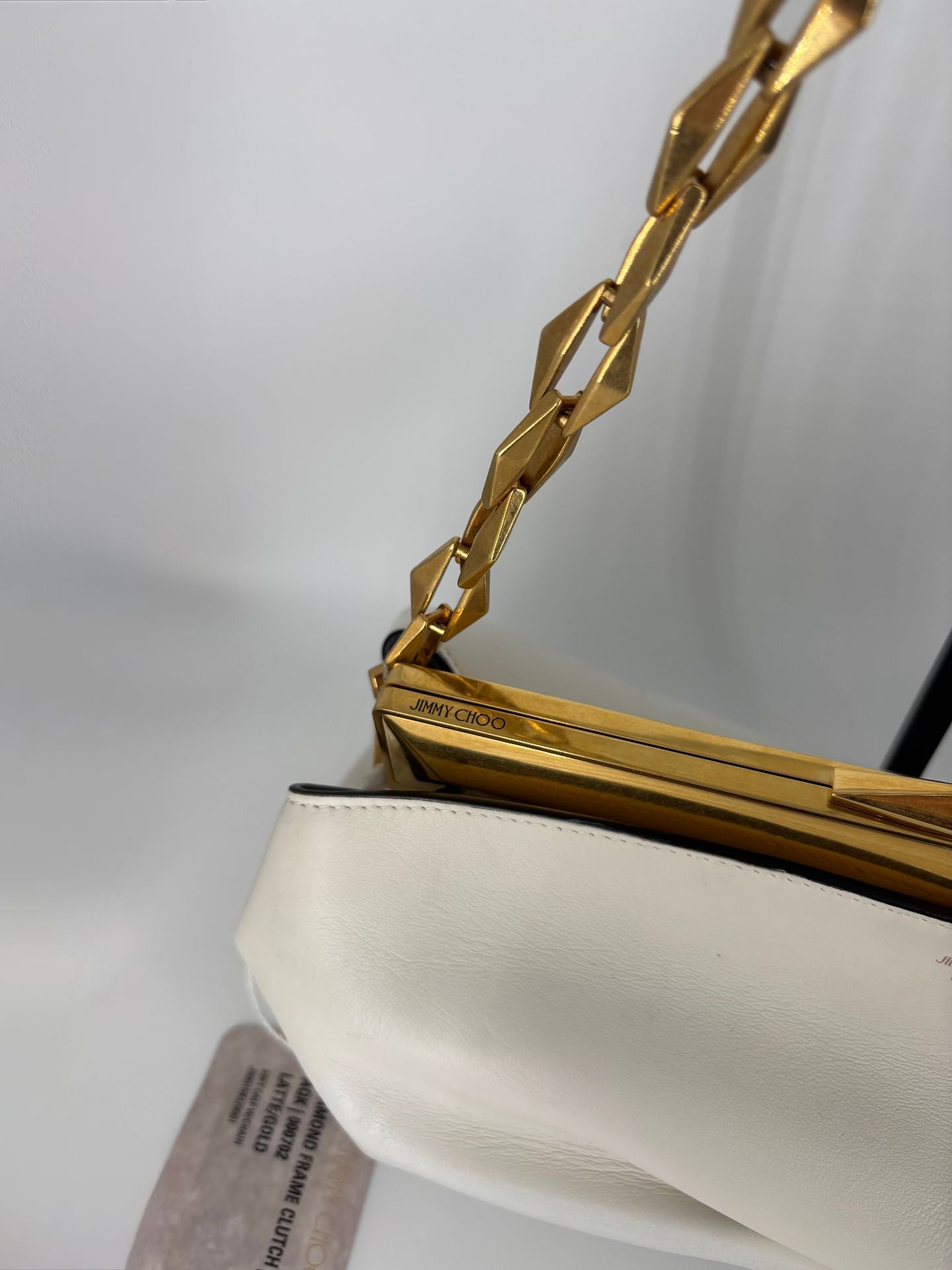 Sac Diamond cuir de veau blanc bandoulière ajustable – Jimmy Choo – Neuf-5