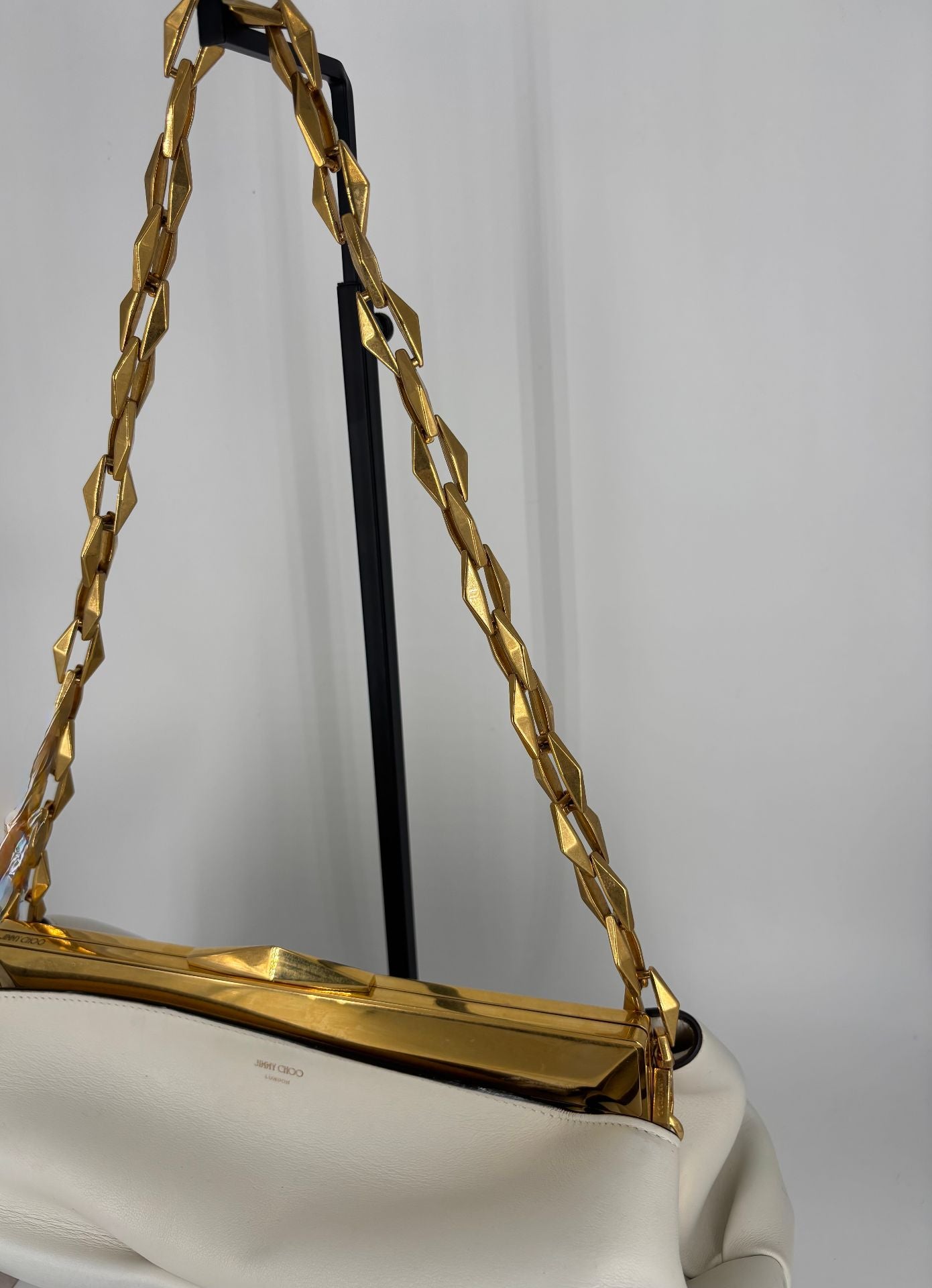 Sac Diamond cuir de veau blanc bandoulière ajustable – Jimmy Choo – Neuf-6