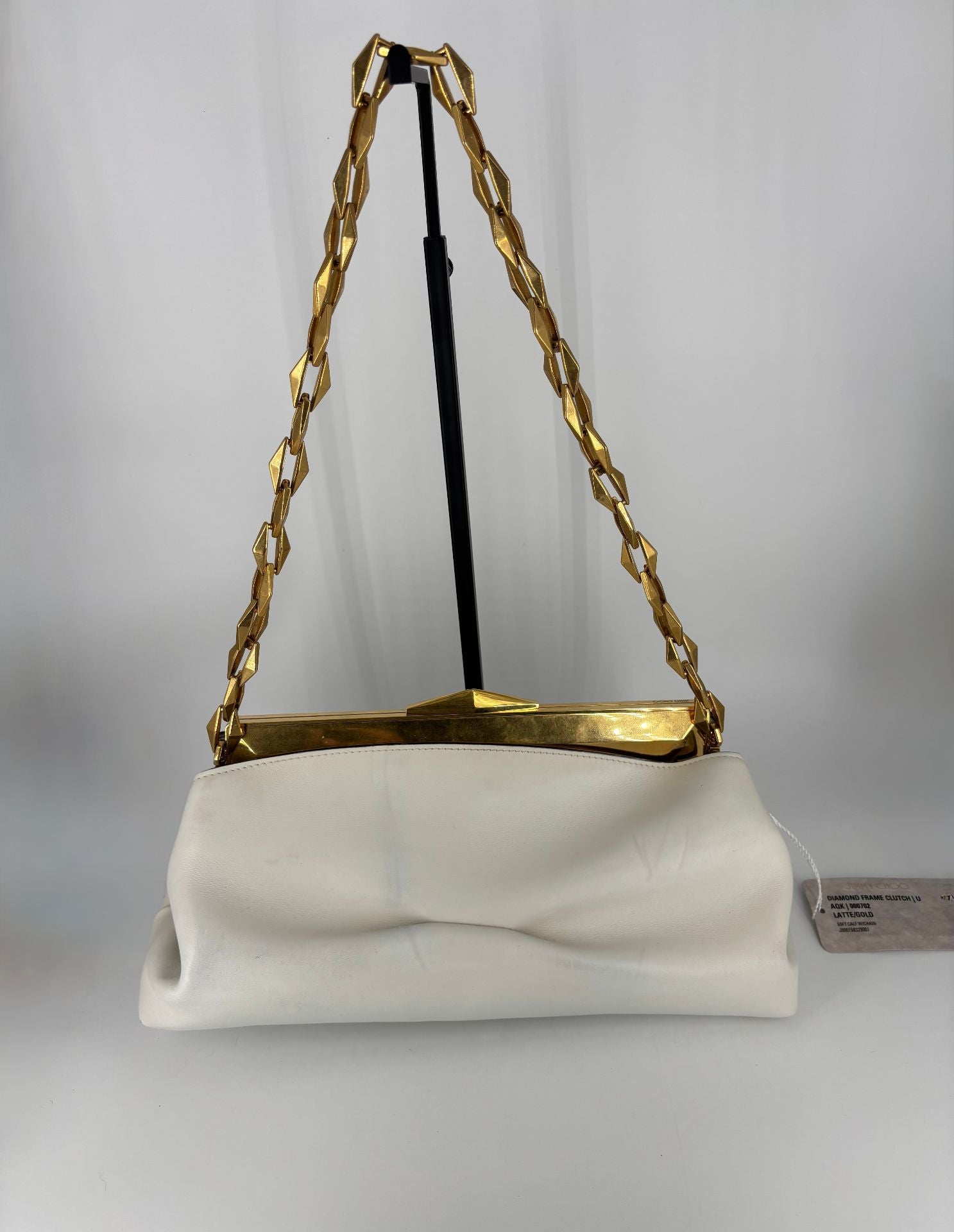Sac Diamond cuir de veau blanc bandoulière ajustable – Jimmy Choo – Neuf-9
