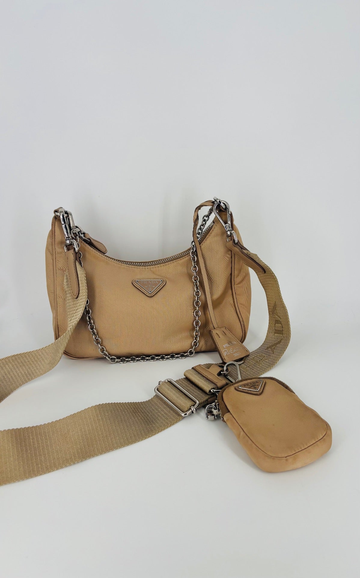 Prada Re-Edition 2005 Beige Nylon Bag-3