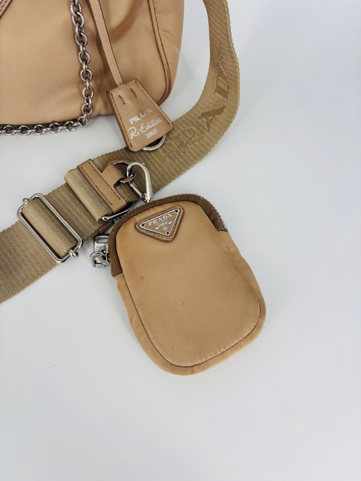 Prada Re-Edition 2005 Beige Nylon Bag-4