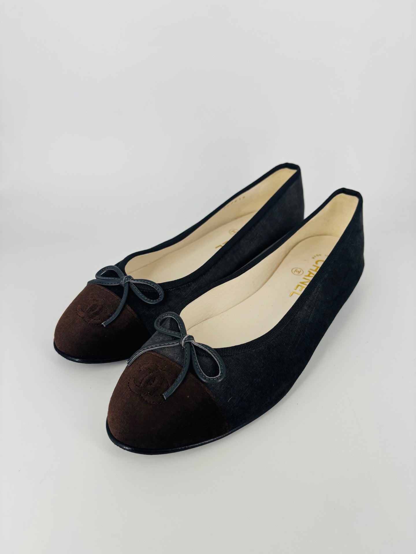 Grey and brown velvet ballet flats – Chanel – Size 39.5-2