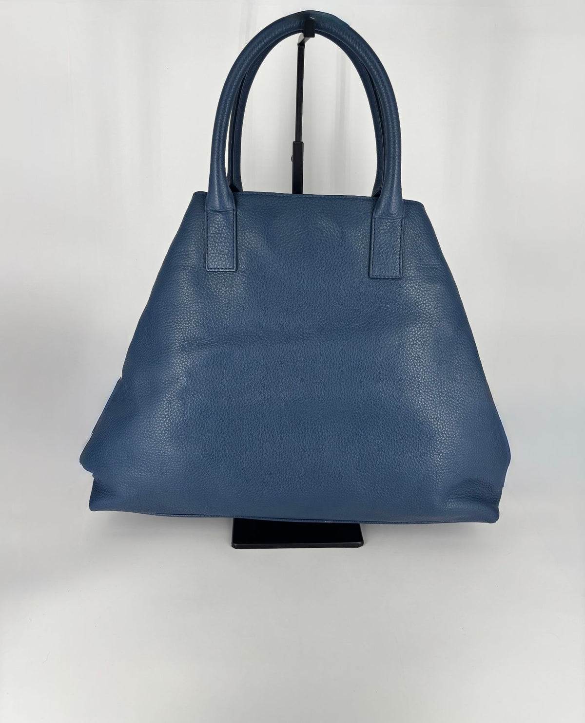 Sac Akris Ai Top Handle Tote cuir Cervo bleu ardoise-5