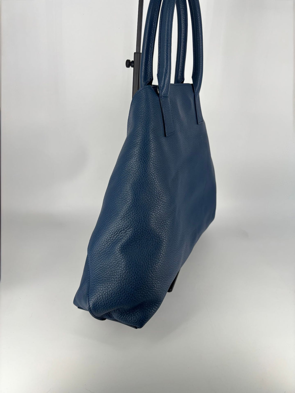Sac Akris Ai Top Handle Tote cuir Cervo bleu ardoise-6