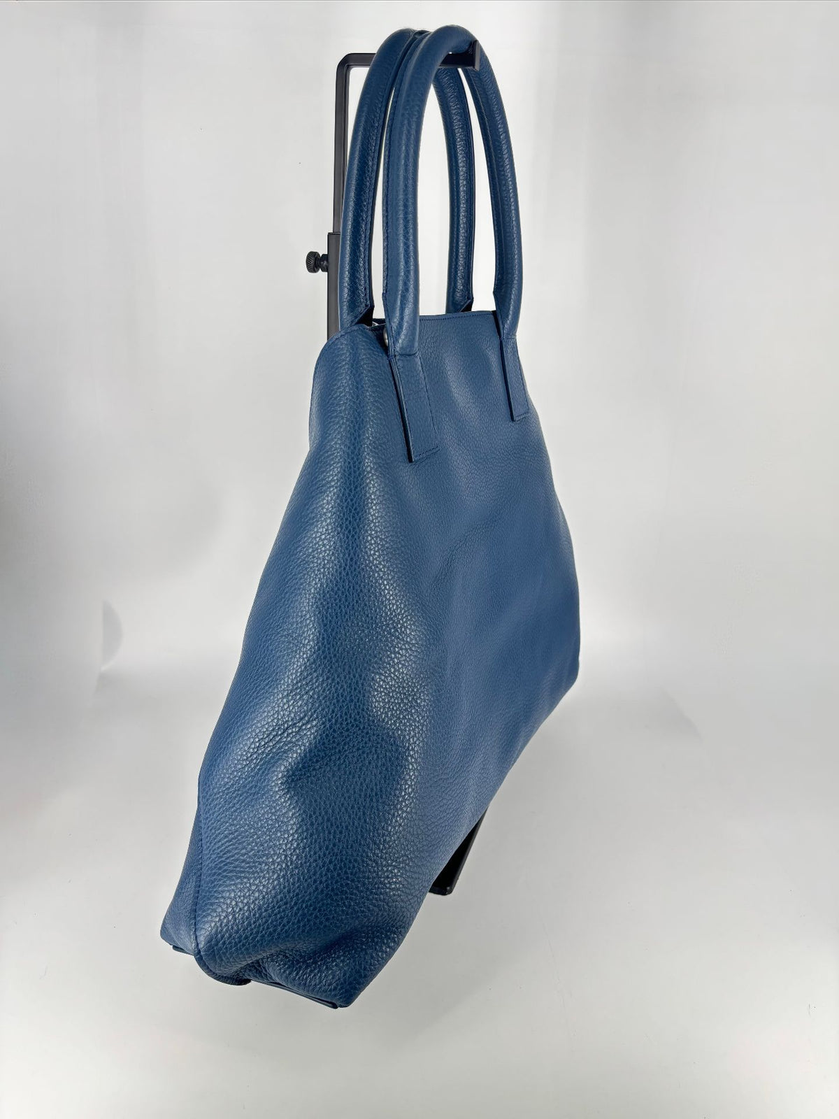 Sac Akris Ai Top Handle Tote cuir Cervo bleu ardoise-7