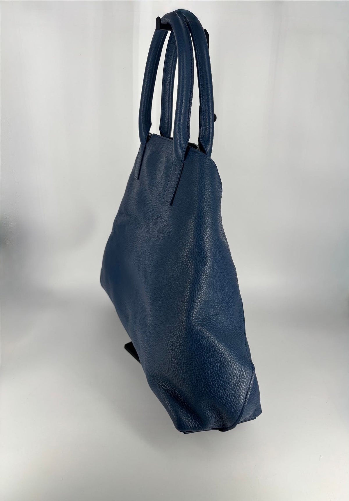 Sac Akris Ai Top Handle Tote cuir Cervo bleu ardoise-8