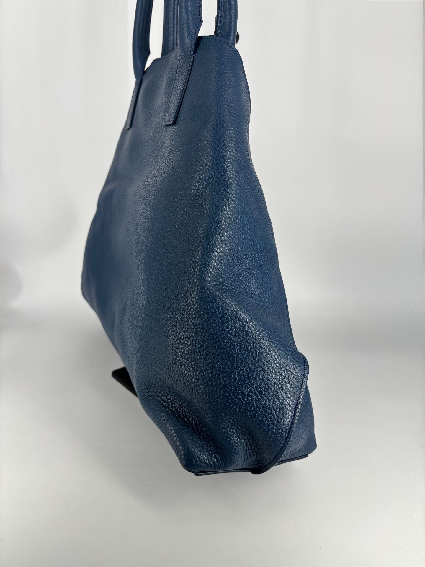 Sac Akris Ai Top Handle Tote cuir Cervo bleu ardoise-9