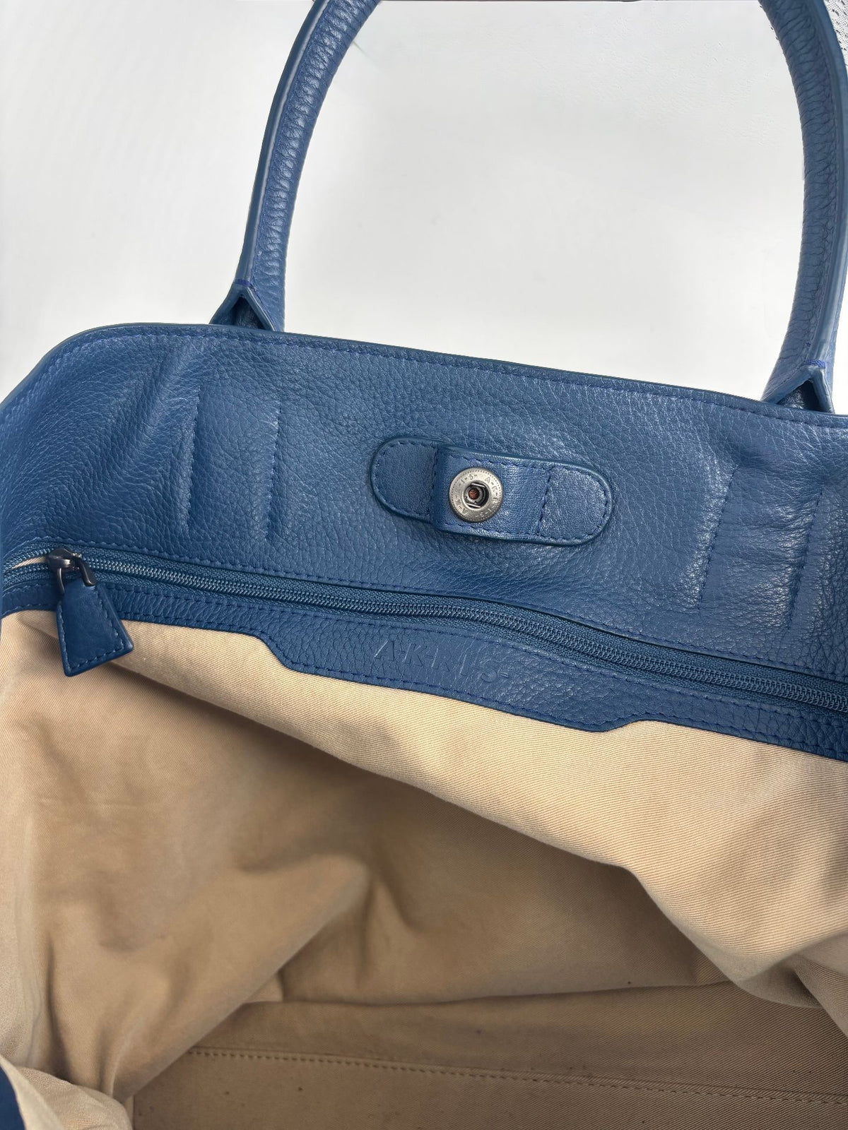 Sac Akris Ai Top Handle Tote cuir Cervo bleu ardoise-12