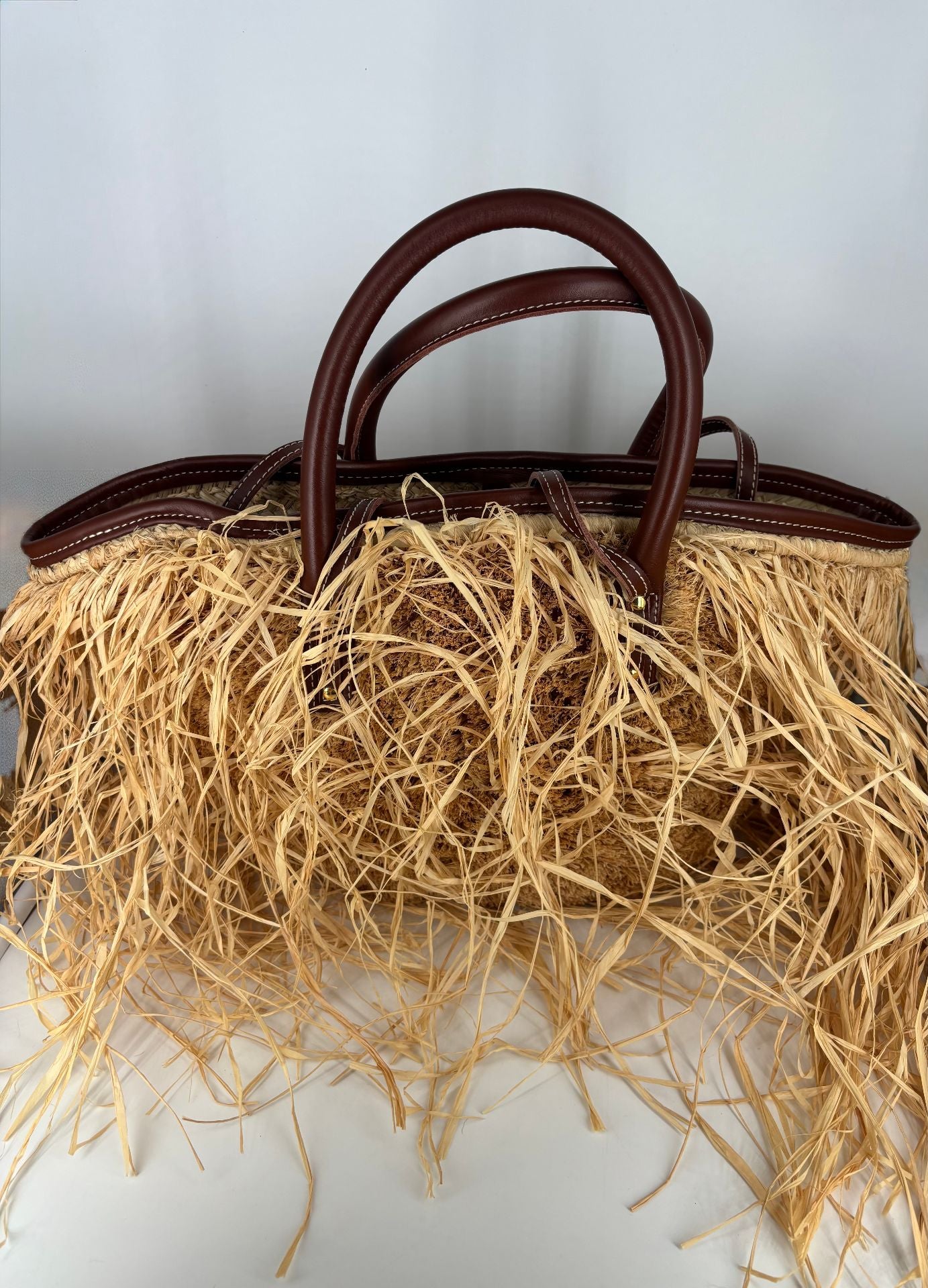 Sac Le Panier Soli raphia frangé cuir marron – Jacquemus-9