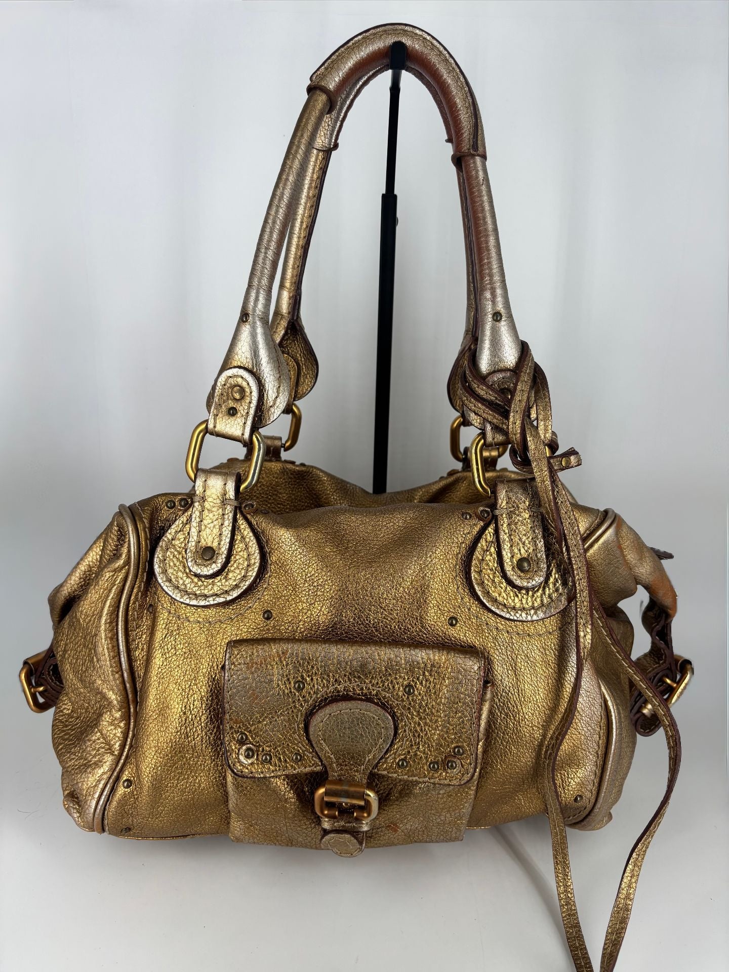 Chloé – Sac Paddington grand modèle en cuir doré bronze-2