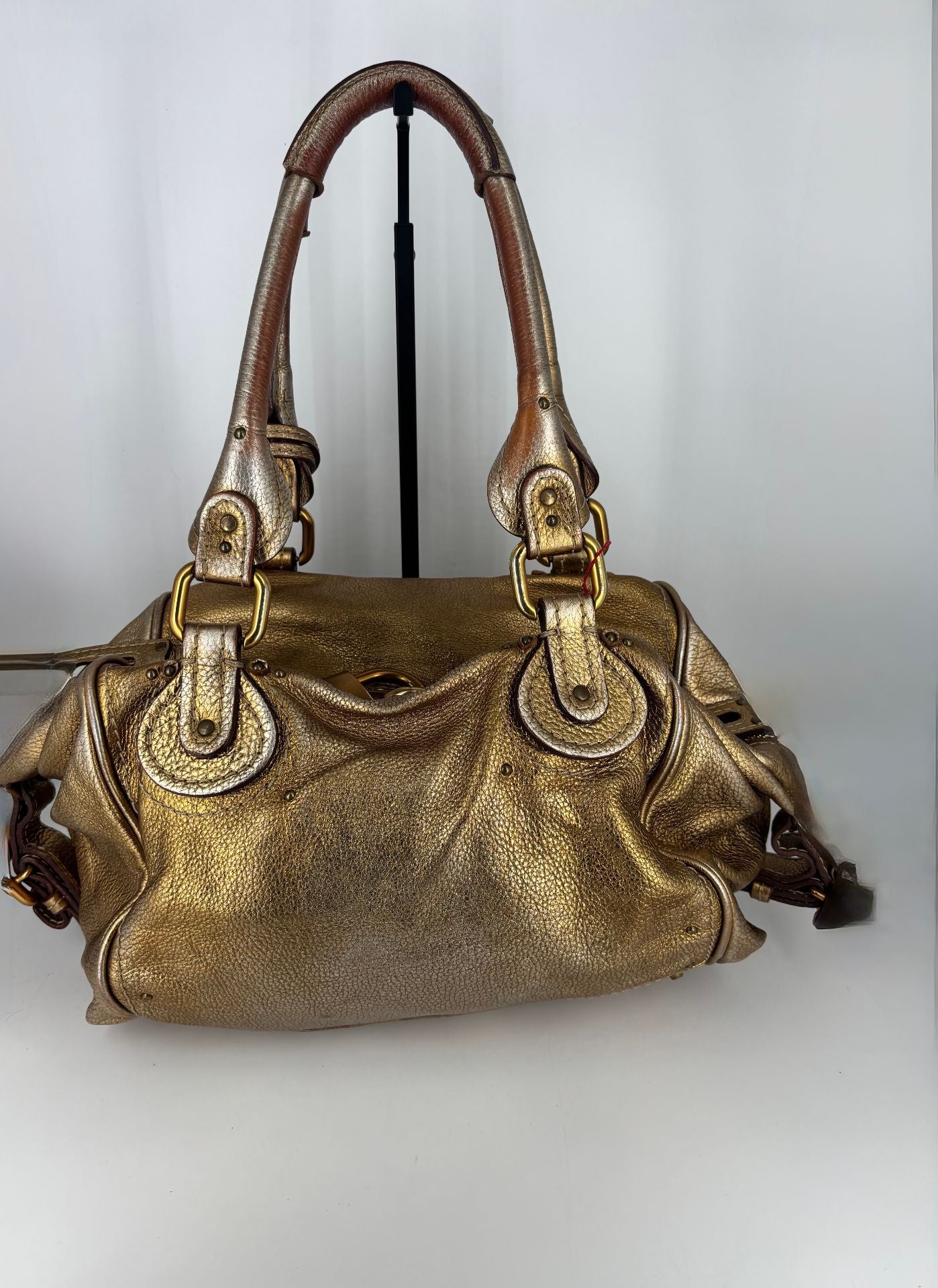 Chloé – Sac Paddington grand modèle en cuir doré bronze-7