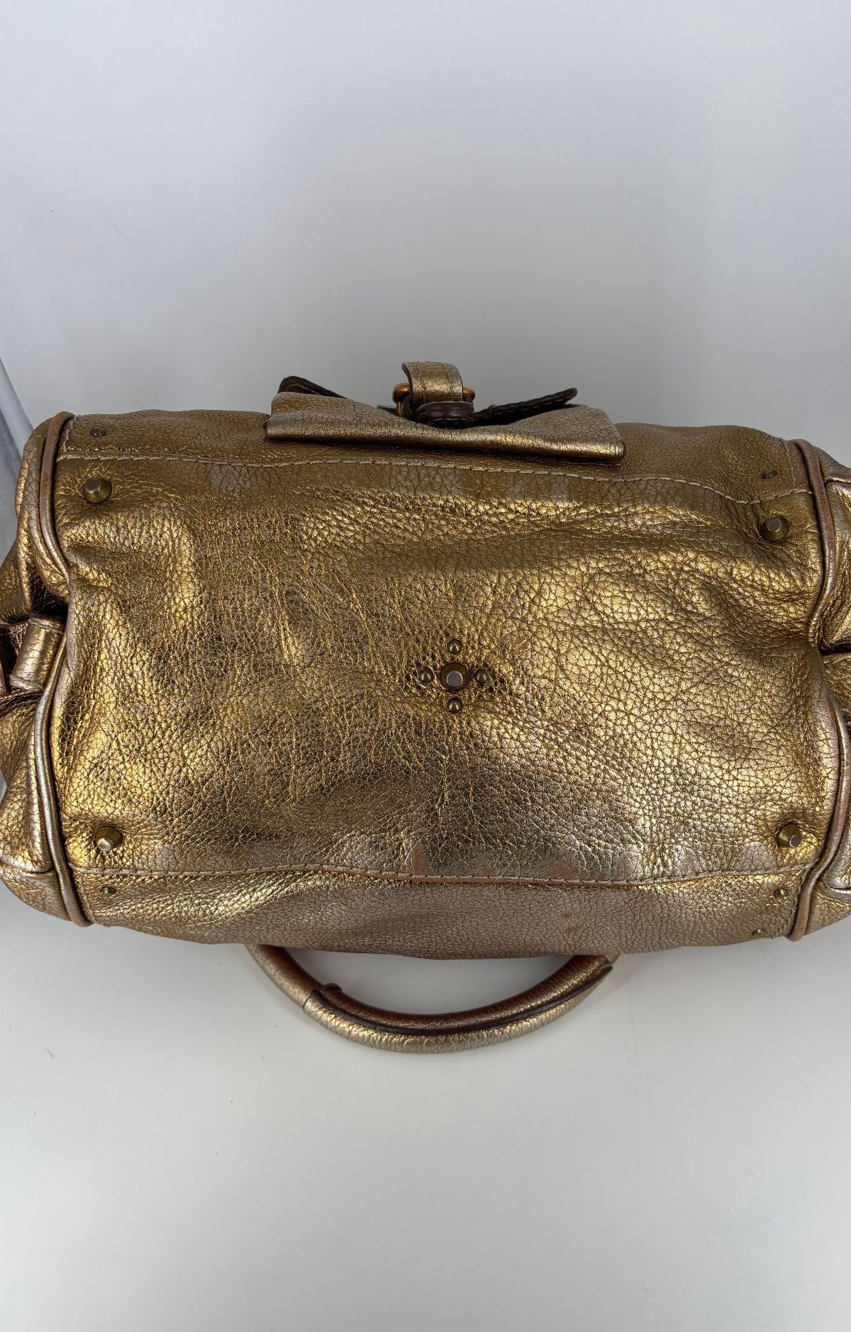Chloé – Sac Paddington grand modèle en cuir doré bronze-14