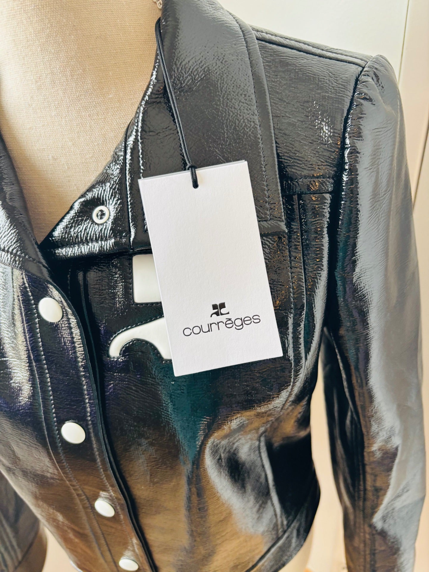 Black vinyl reissued jacket – Courrèges – Size 40-3