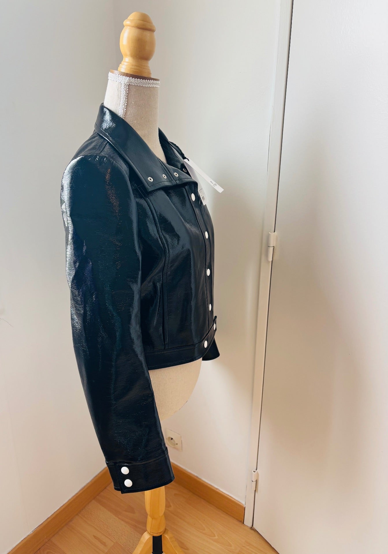 Black vinyl reissued jacket – Courrèges – Size 40-9