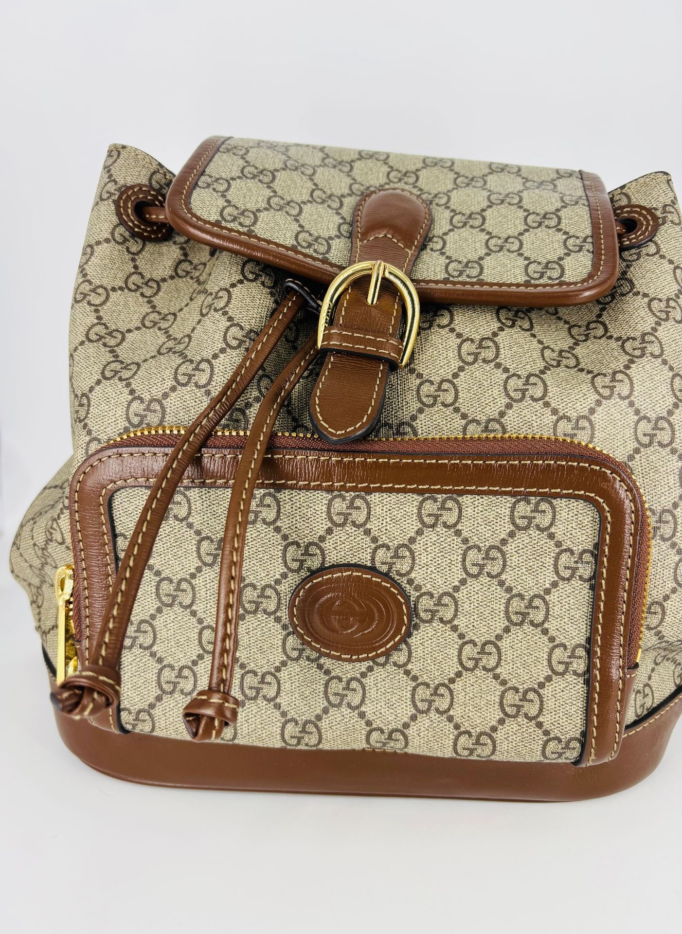 GG Supreme Interlocking G Beige & Brown Backpack - Gucci-3