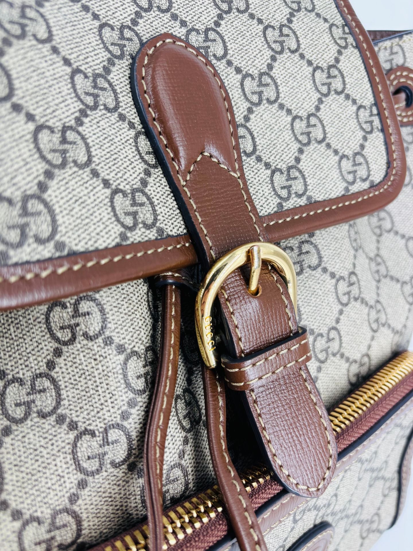 GG Supreme Interlocking G Beige & Brown Backpack - Gucci-4
