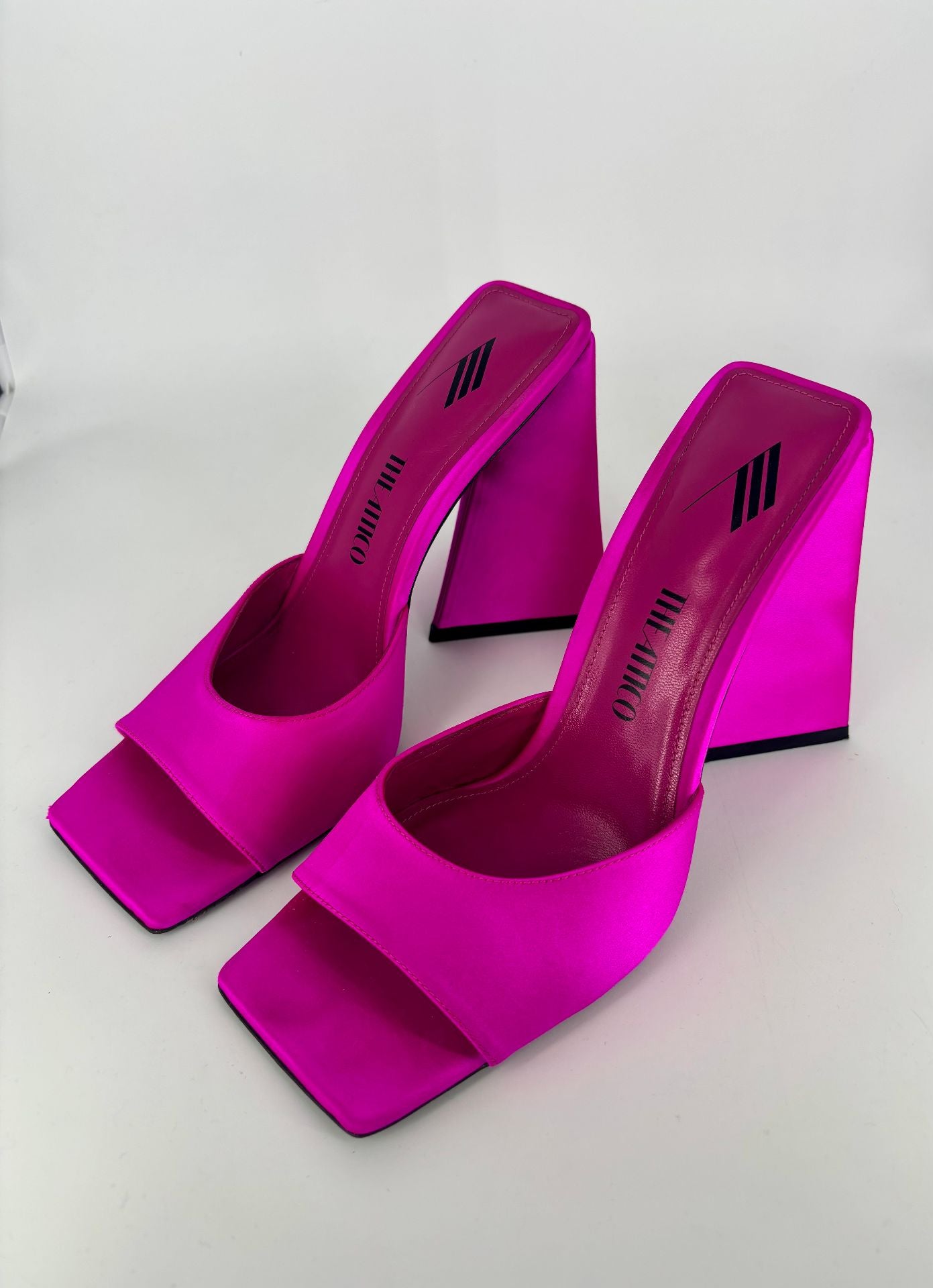 The Attico - Devon 115mm Hot Pink Satin Sandals - Size 39.5-3