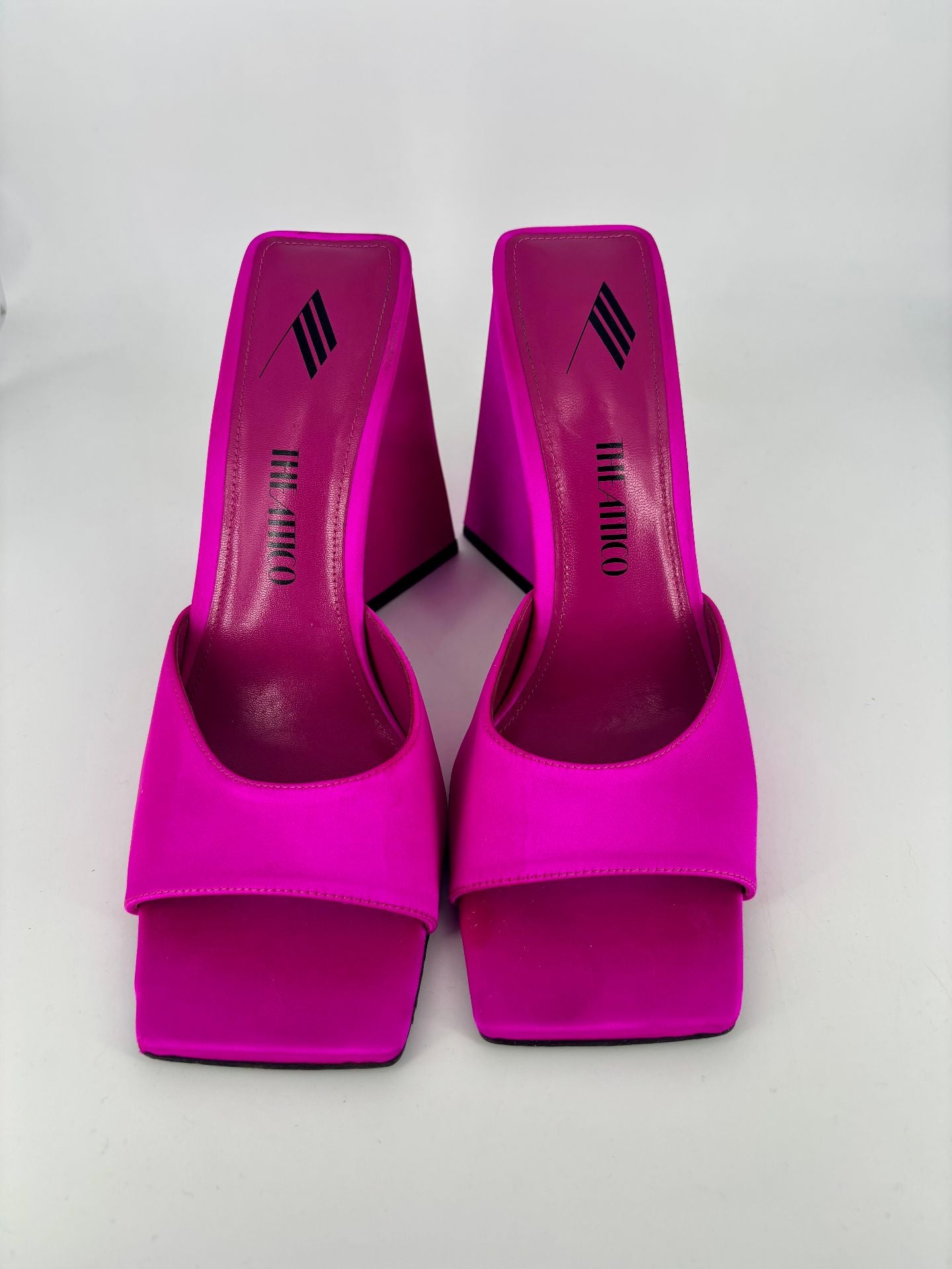 The Attico - Devon 115mm Hot Pink Satin Sandals - Size 39.5-4