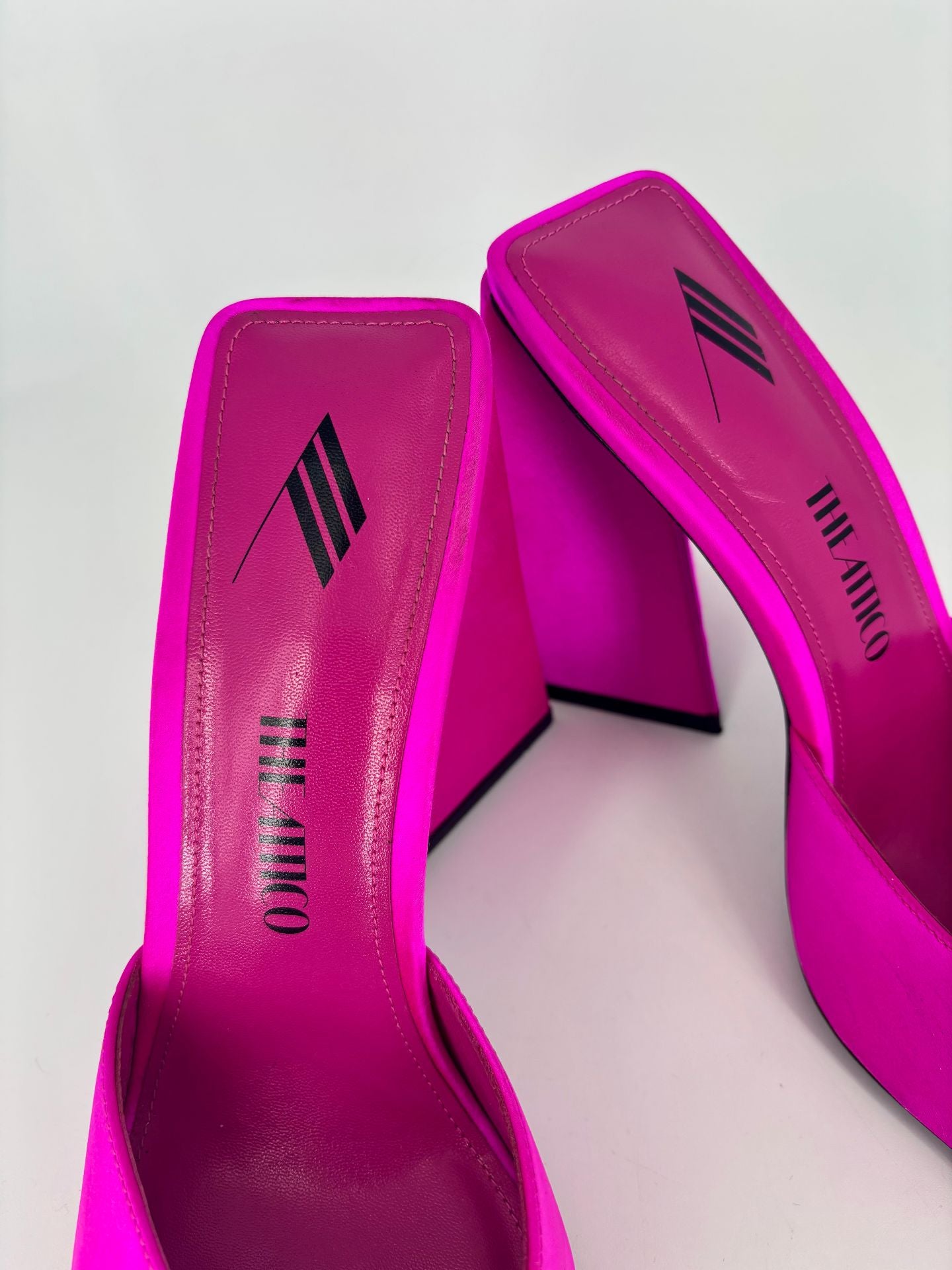 The Attico - Devon 115mm Hot Pink Satin Sandals - Size 39.5-5
