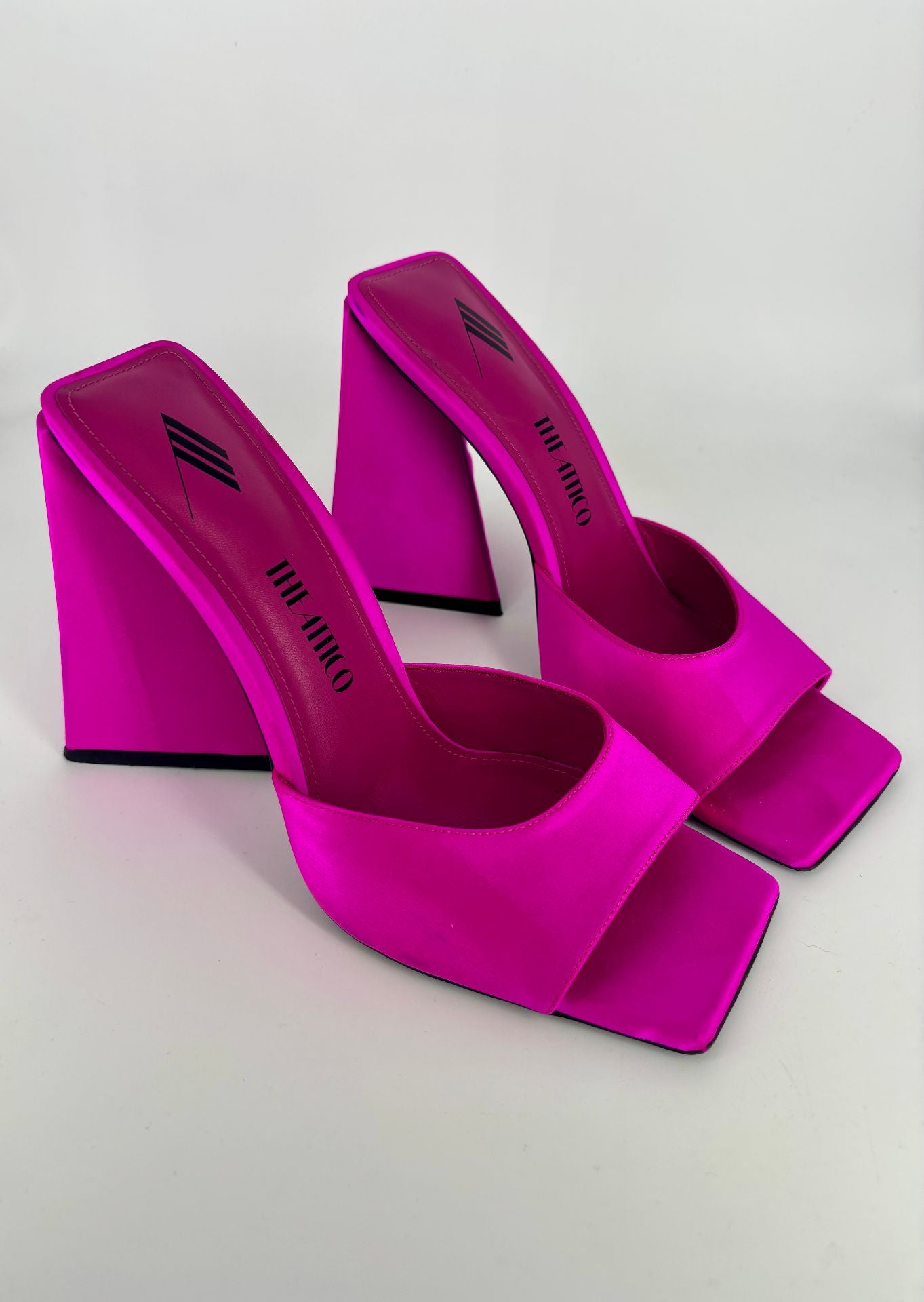 The Attico - Devon 115mm Hot Pink Satin Sandals - Size 39.5-6