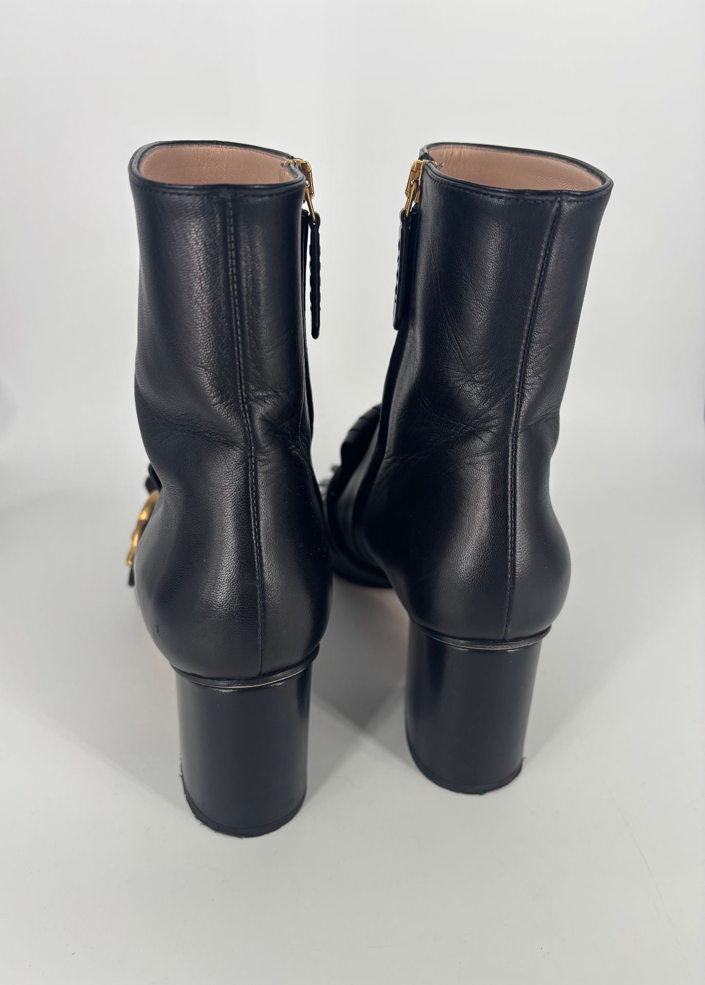 Black GG Marmont Fringed Ankle Boots – Gucci – Size 39-5