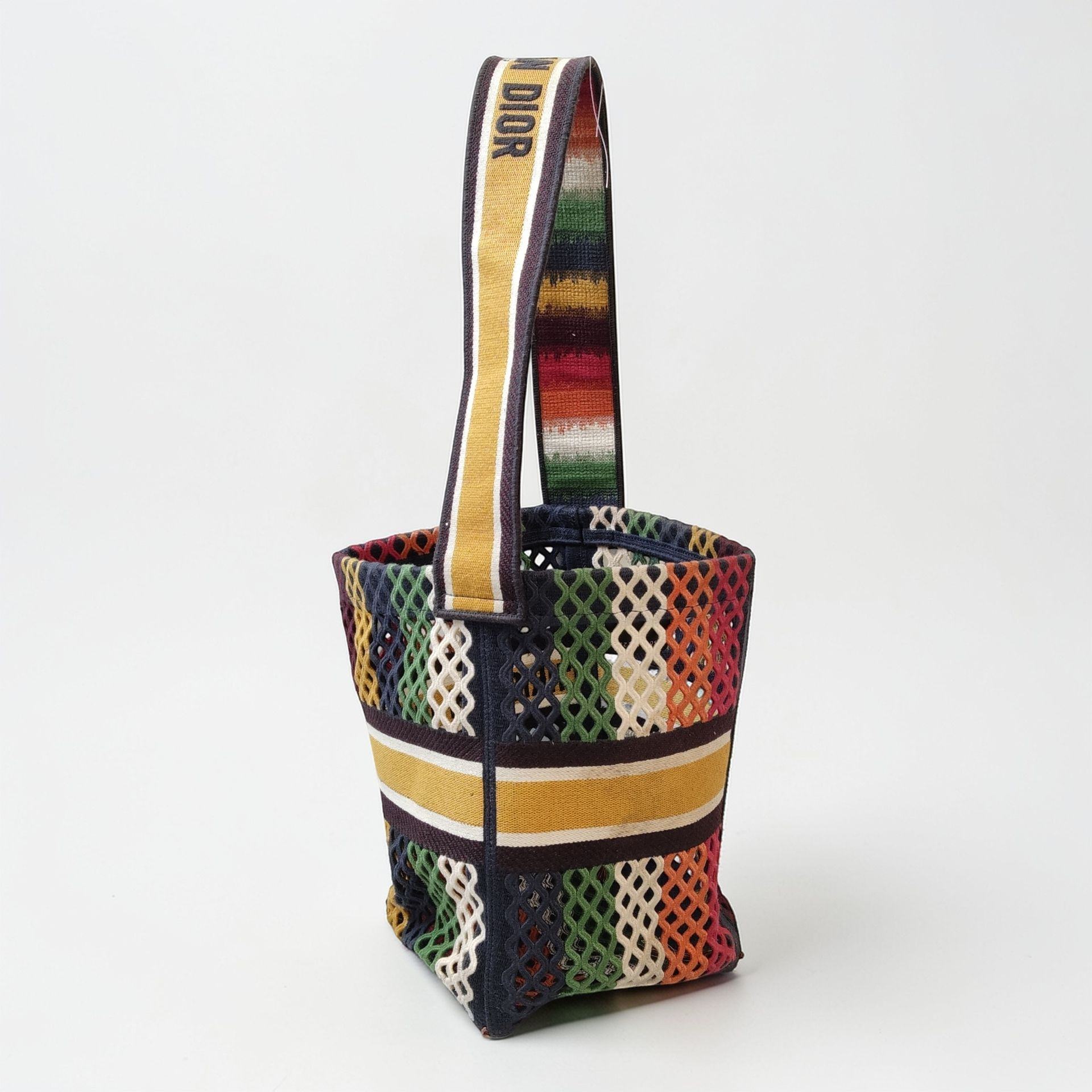 DIOR – Sac cabas crochet ajouré polychrome Christian Dior Paris-3