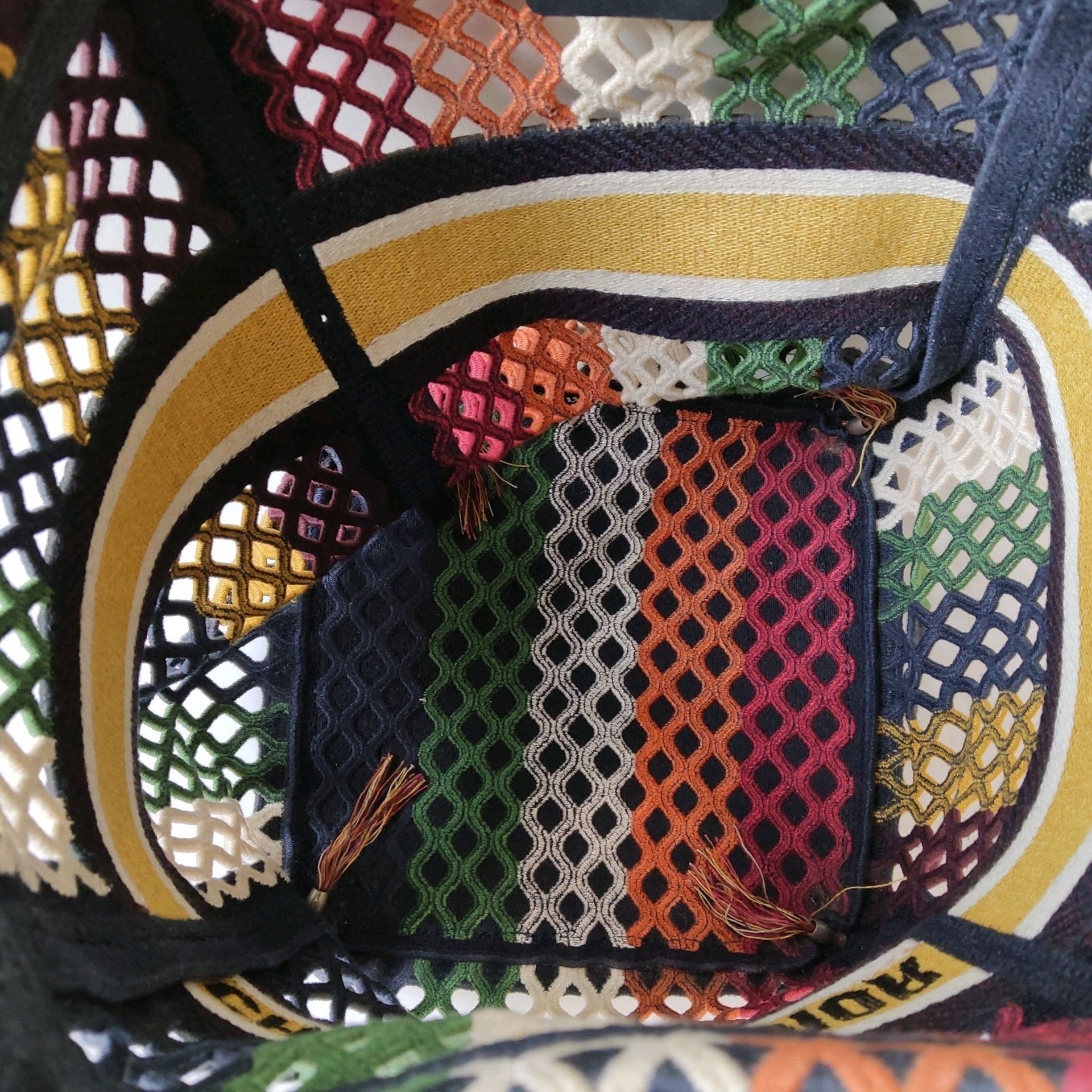 DIOR – Sac cabas crochet ajouré polychrome Christian Dior Paris-6